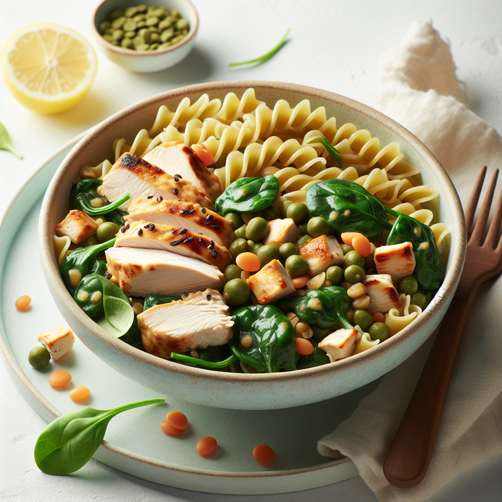 Chicken Spinach Lentil Pasta