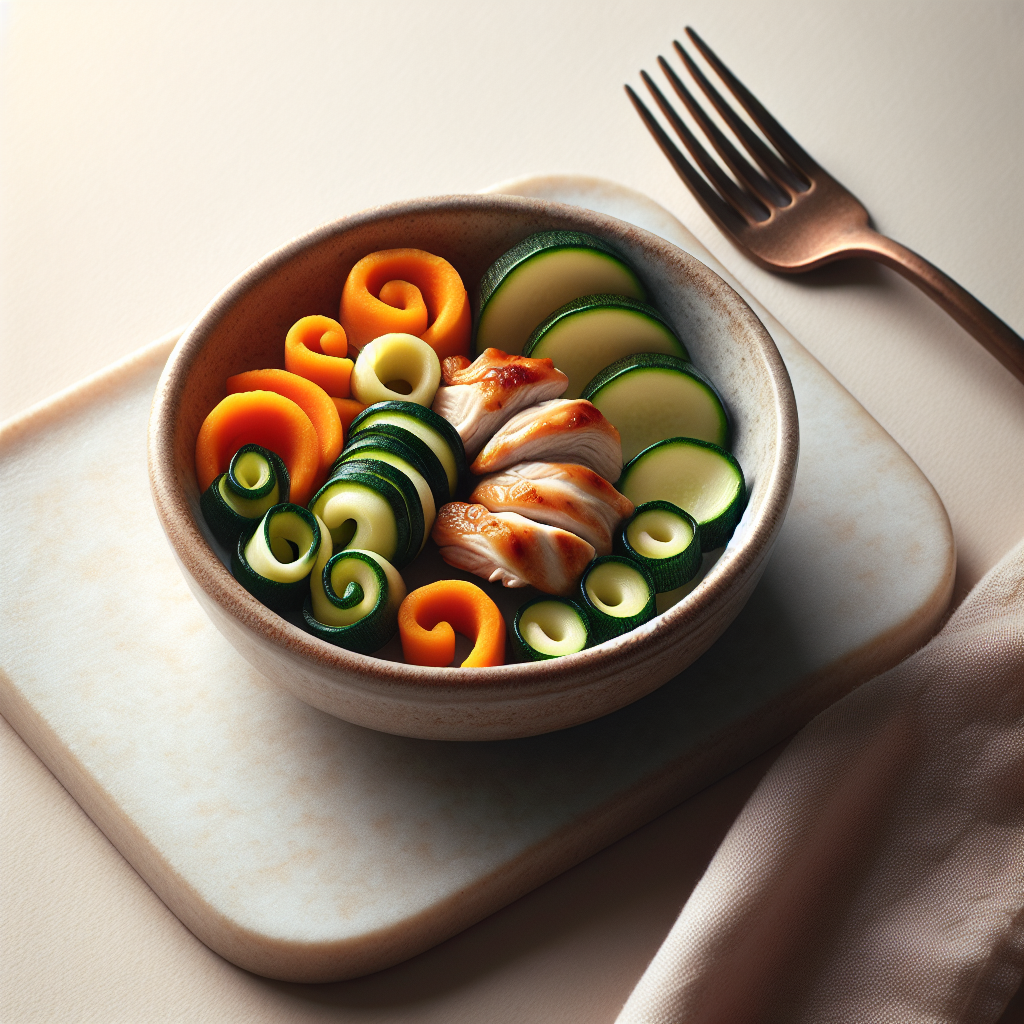 Chicken Zucchini Sweet Potato Veggie Spirals
