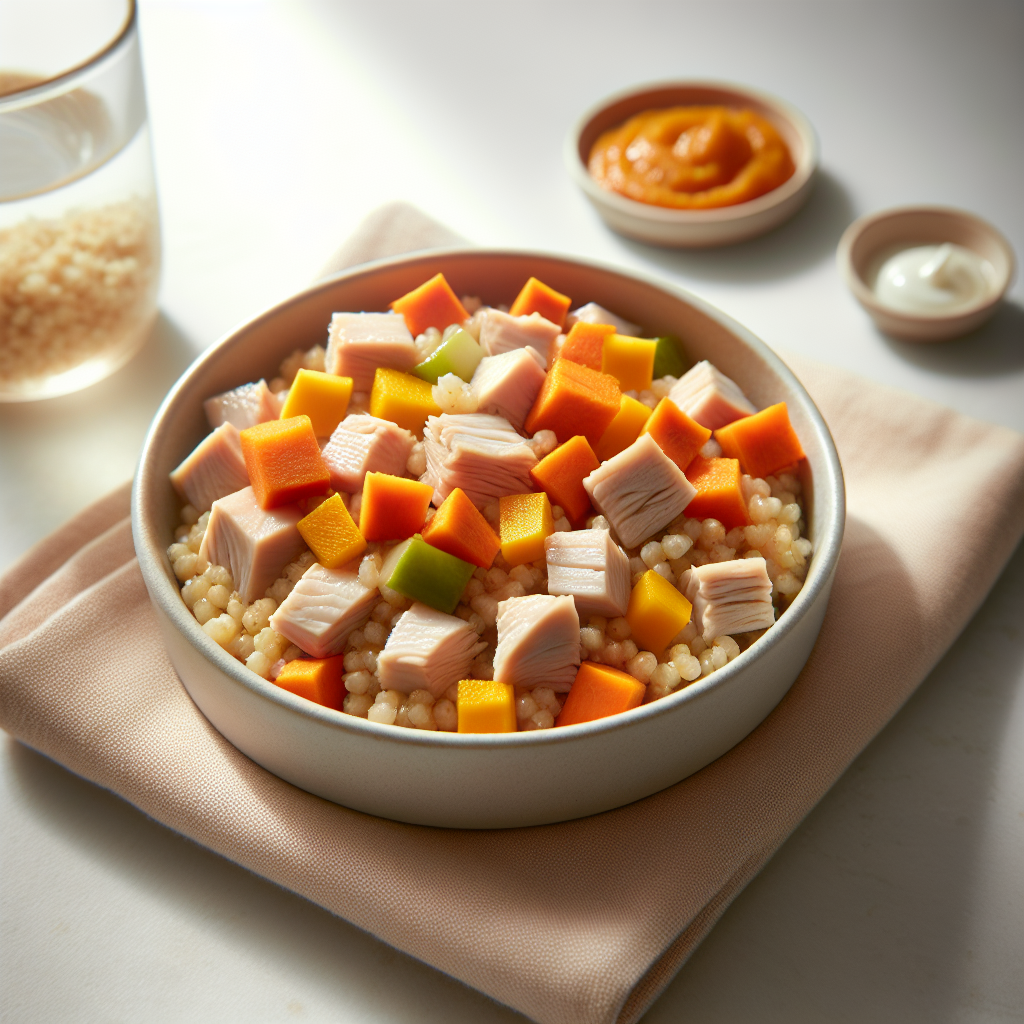 Turkey Bulgur Sweet Potato Veggie Cubes
